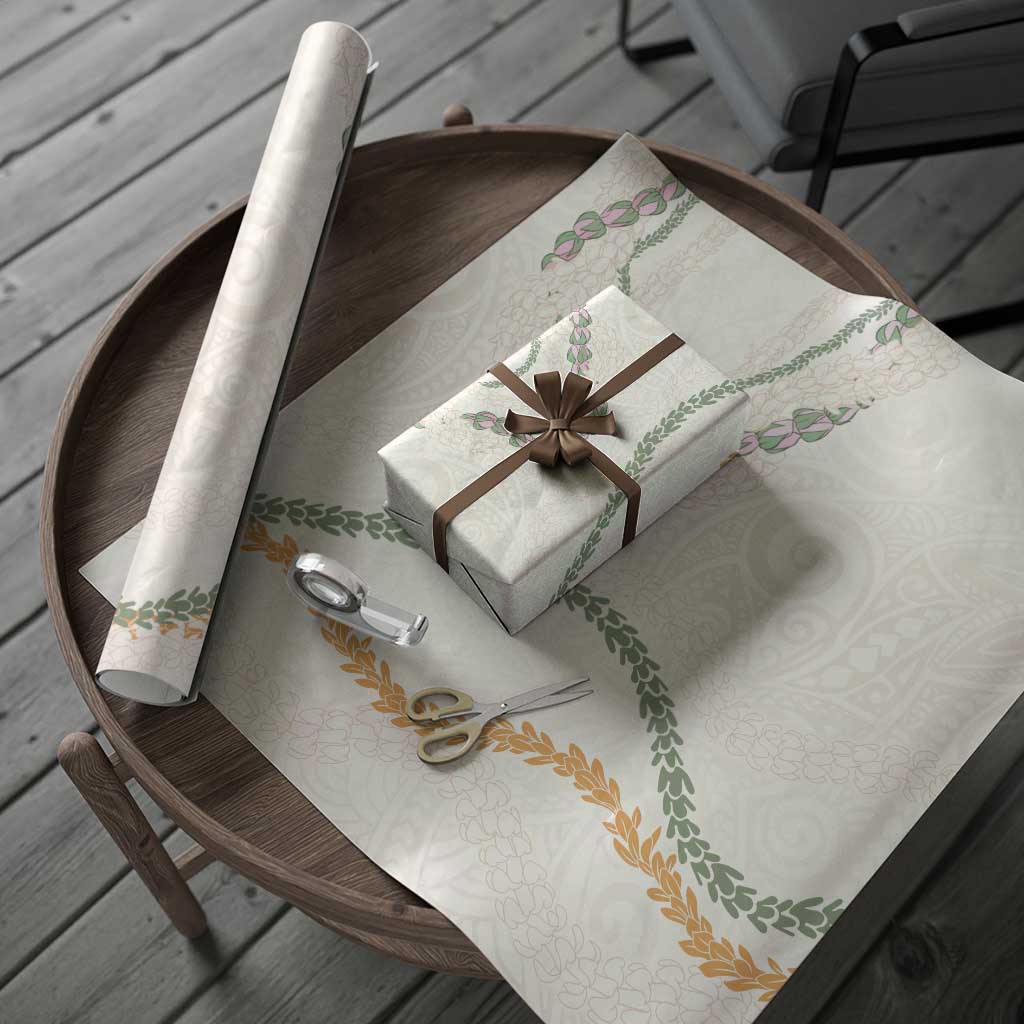 Aloha Lei Mikioi Wrapping Paper Beige Polynesian Tribal Tatau Pattern - Polynesian Pride