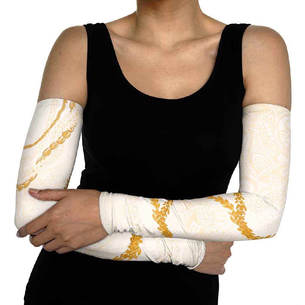 Aloha Lei Mikioi Arm Sleeves Gold Polynesian Tribal Tatau Pattern - Polynesian Pride