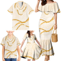 Aloha Lei Mikioi Family Matching Mermaid Dress and Hawaiian Shirt Gold Polynesian Tribal Tatau Pattern LT9 - Polynesian Pride