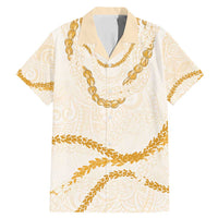 Aloha Lei Mikioi Family Matching Mermaid Dress and Hawaiian Shirt Gold Polynesian Tribal Tatau Pattern LT9 Dad's Shirt - Short Sleeve Gold - Polynesian Pride
