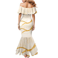 Aloha Lei Mikioi Family Matching Mermaid Dress and Hawaiian Shirt Gold Polynesian Tribal Tatau Pattern LT9 - Polynesian Pride