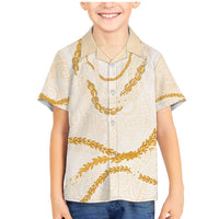 Aloha Lei Mikioi Family Matching Mermaid Dress and Hawaiian Shirt Gold Polynesian Tribal Tatau Pattern LT9 Son's Shirt Gold - Polynesian Pride