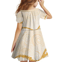 Aloha Lei Mikioi Family Matching Off The Shoulder Long Sleeve Dress and Hawaiian Shirt Gold Polynesian Tribal Tatau Pattern LT9 - Polynesian Pride