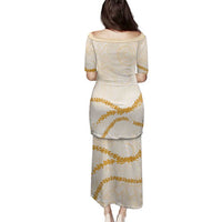 Aloha Lei Mikioi Family Matching Puletasi and Hawaiian Shirt Gold Polynesian Tribal Tatau Pattern