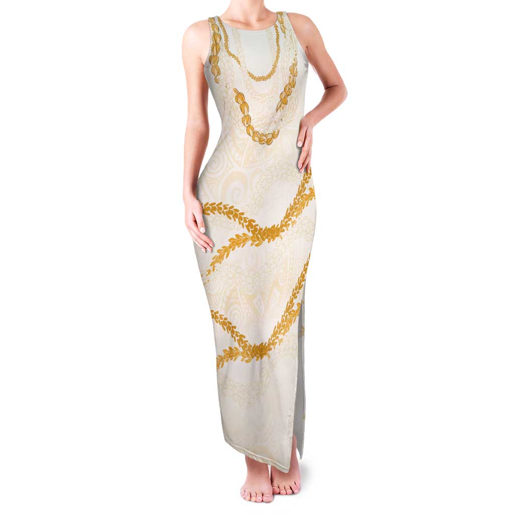 Aloha Lei Mikioi Family Matching Tank Maxi Dress and Hawaiian Shirt Gold Polynesian Tribal Tatau Pattern LT9 Mom's Dress Gold - Polynesian Pride