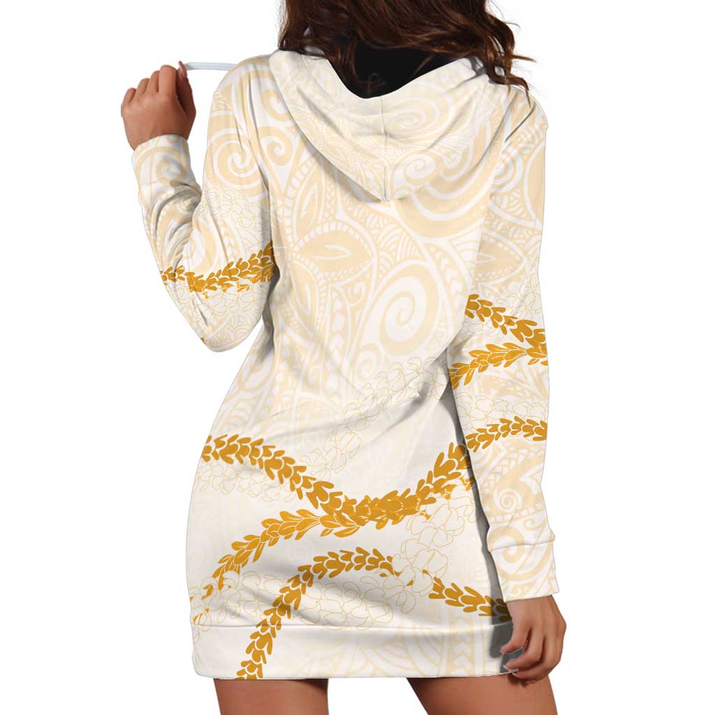 Aloha Lei Mikioi Hoodie Dress Gold Polynesian Tribal Tatau Pattern