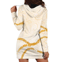 Aloha Lei Mikioi Hoodie Dress Gold Polynesian Tribal Tatau Pattern