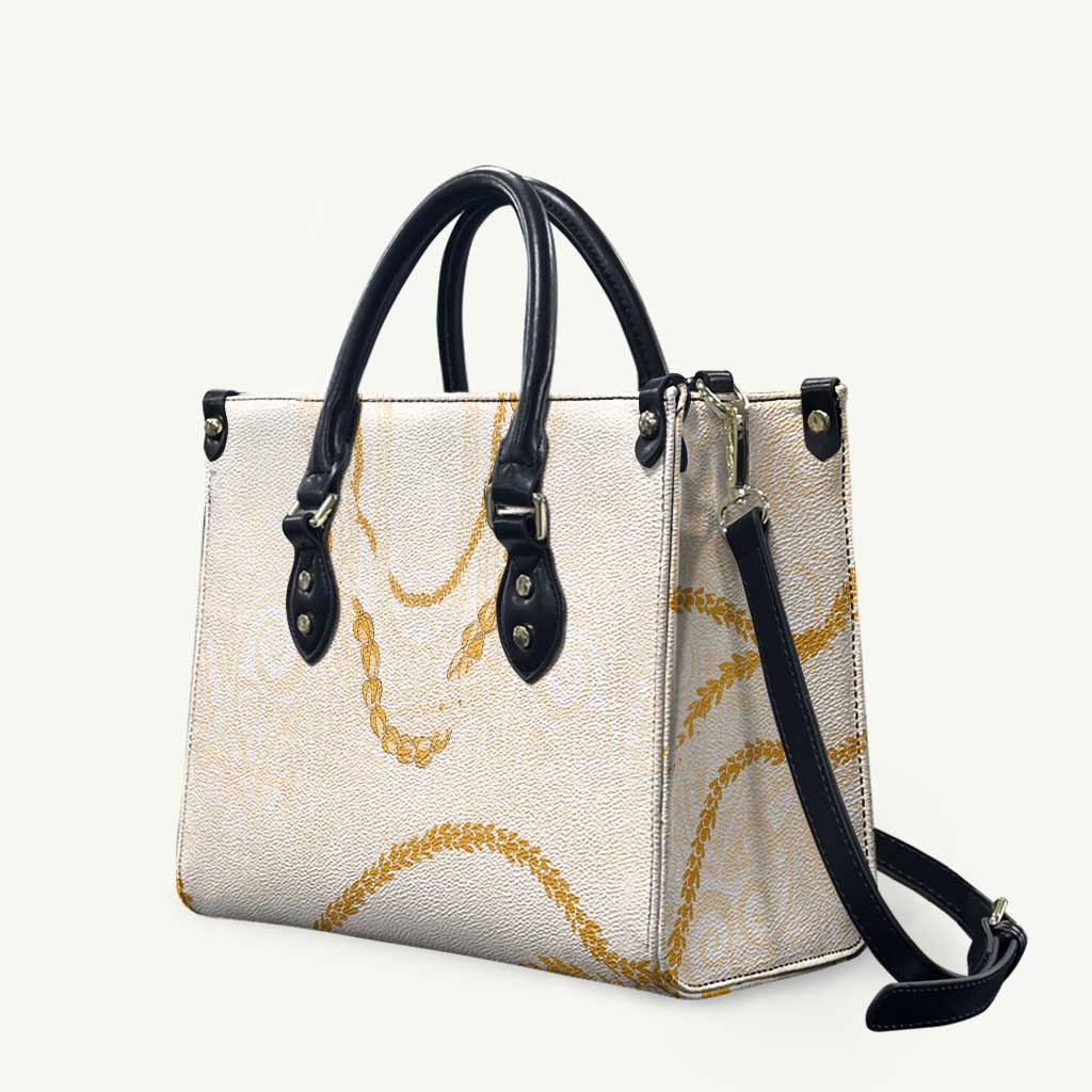 Aloha Lei Mikioi Leather Bag Gold Polynesian Tribal Tatau Pattern - Polynesian Pride