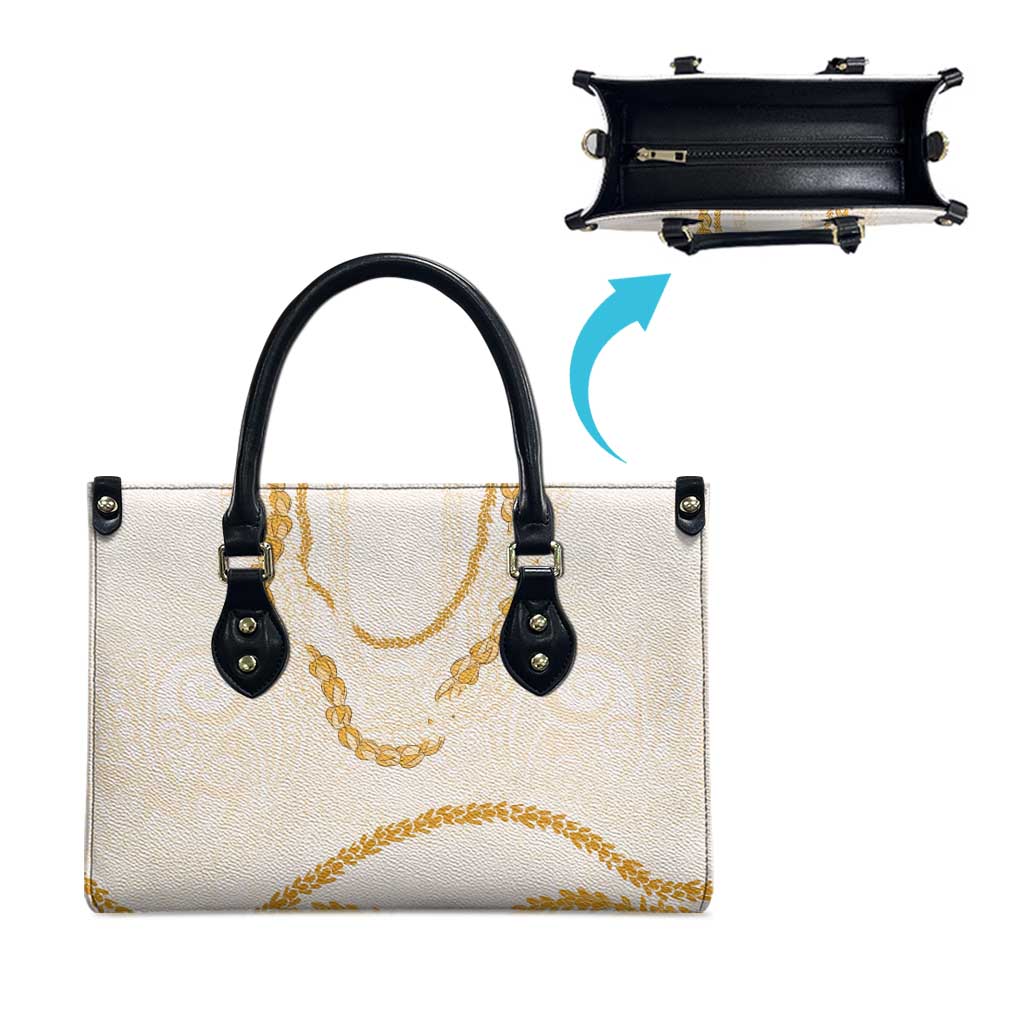 Aloha Lei Mikioi Leather Bag Gold Polynesian Tribal Tatau Pattern - Polynesian Pride