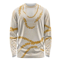 Aloha Lei Mikioi Long Sleeve Shirt Gold Polynesian Tribal Tatau Pattern