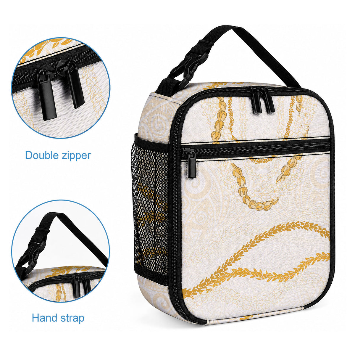 Aloha Lei Mikioi Lunch Bag Gold Polynesian Tribal Tatau Pattern LT9 - Polynesian Pride