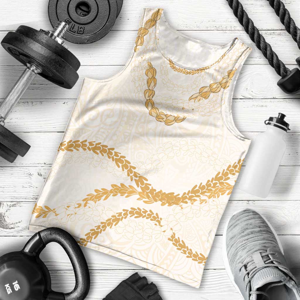 Aloha Lei Mikioi Men Tank Top Gold Polynesian Tribal Tatau Pattern