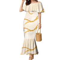 Aloha Lei Mikioi Mermaid Dress Gold Polynesian Tribal Tatau Pattern