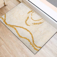 Aloha Lei Mikioi Rubber Doormat Gold Polynesian Tribal Tatau Pattern