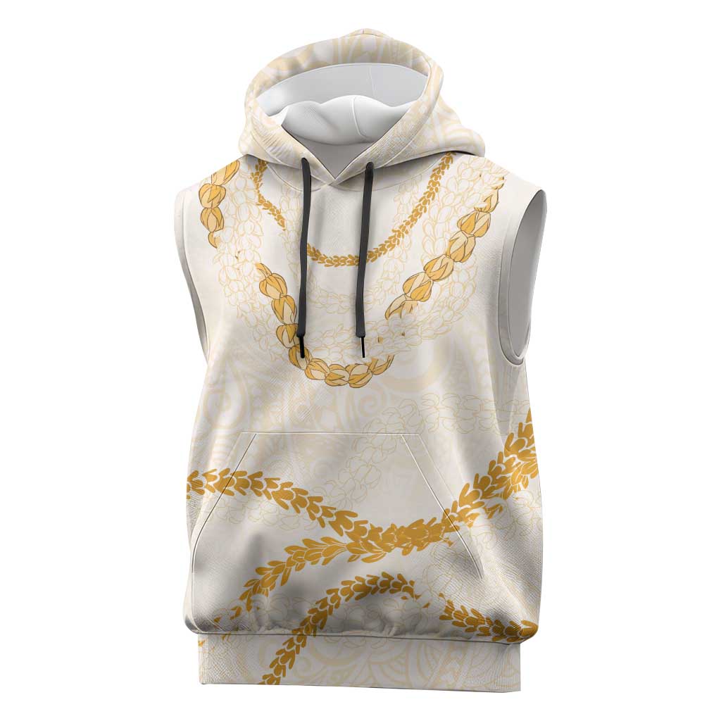 Aloha Lei Mikioi Sleeveless Hoodie Gold Polynesian Tribal Tatau Pattern - Polynesian Pride