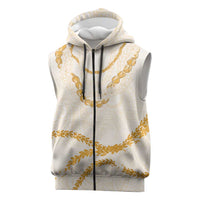 Aloha Lei Mikioi Sleeveless Zip Hoodie Gold Polynesian Tribal Tatau Pattern LT9