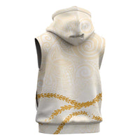 Aloha Lei Mikioi Sleeveless Zip Hoodie Gold Polynesian Tribal Tatau Pattern LT9