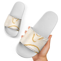 Aloha Lei Mikioi Slide Sandals Gold Polynesian Tribal Tatau Pattern - Polynesian Pride