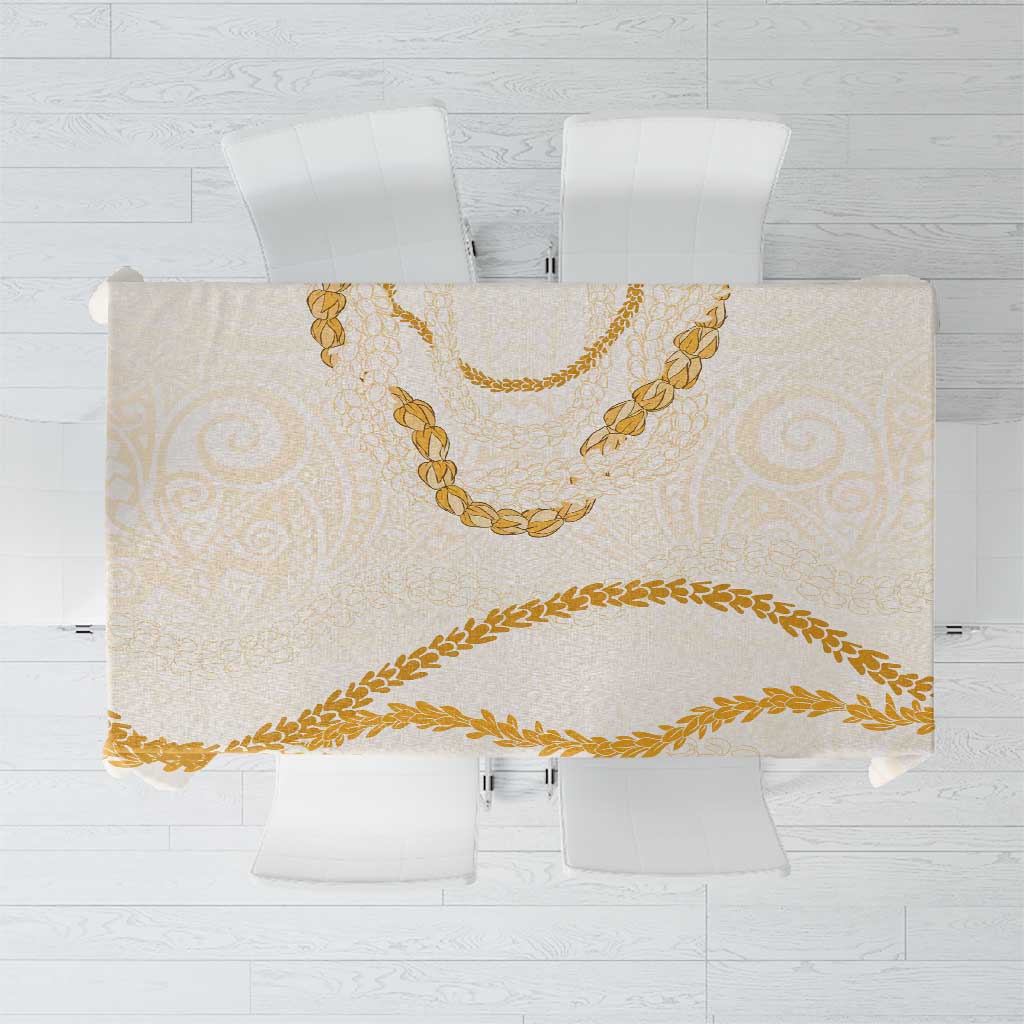 Aloha Lei Mikioi Tablecloth Gold Polynesian Tribal Tatau Pattern