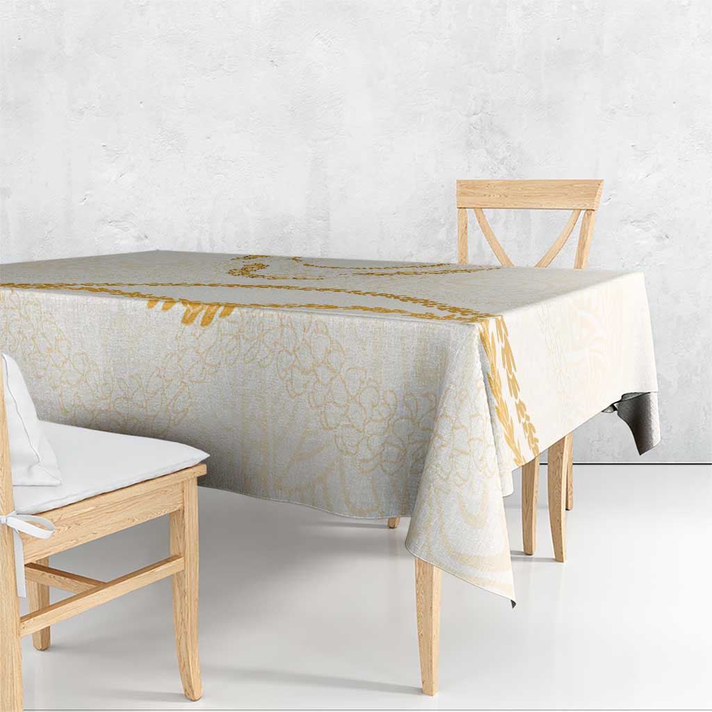 Aloha Lei Mikioi Tablecloth Gold Polynesian Tribal Tatau Pattern
