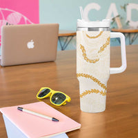 Aloha Lei Mikioi Tumbler With Handle Gold Polynesian Tribal Tatau Pattern
