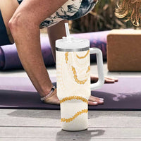 Aloha Lei Mikioi Tumbler With Handle Gold Polynesian Tribal Tatau Pattern