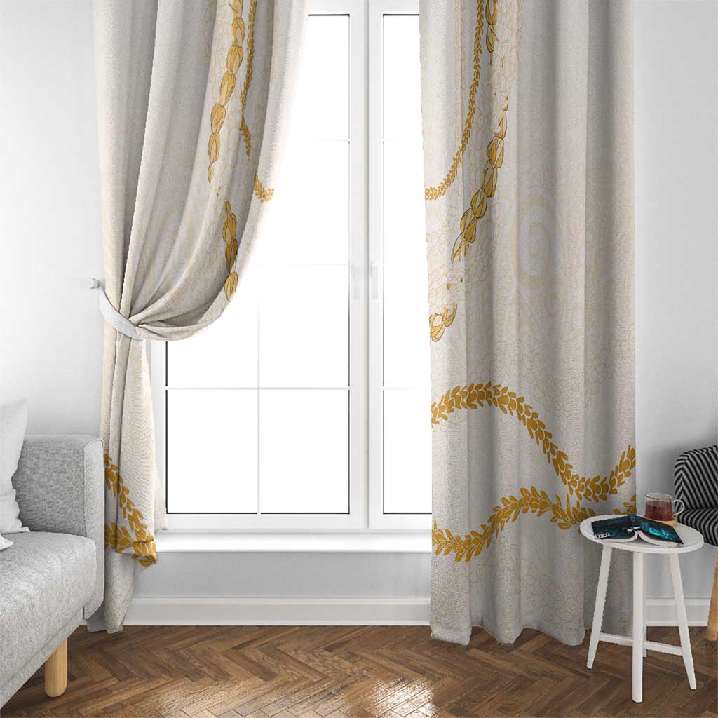 Aloha Lei Mikioi Window Curtain Gold Polynesian Tribal Tatau Pattern