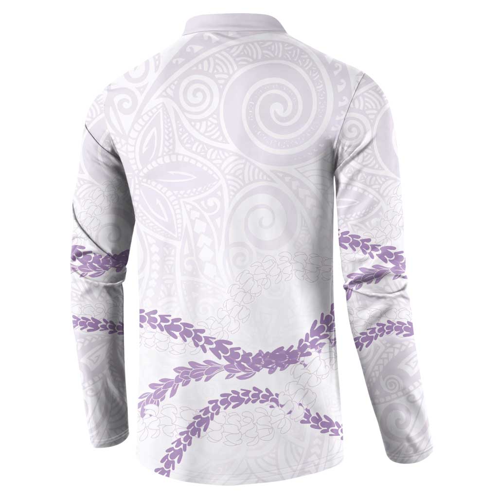 Aloha Lei Mikioi Button Sweatshirt Purple Polynesian Tribal Tatau Pattern