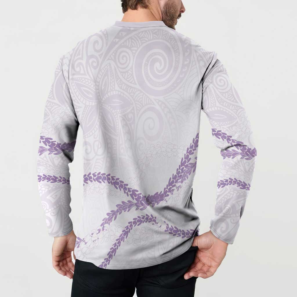 Aloha Lei Mikioi Button Sweatshirt Purple Polynesian Tribal Tatau Pattern