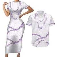 Aloha Lei Mikioi Couples Matching Short Sleeve Bodycon Dress and Hawaiian Shirt Purple Polynesian Tribal Tatau Pattern LT9 Purple - Polynesian Pride