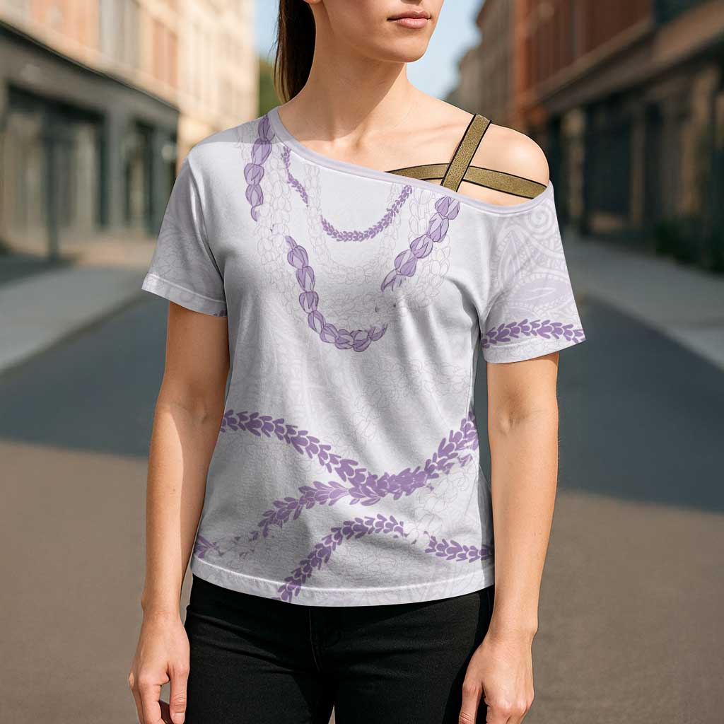 Aloha Lei Mikioi Cross Shoulder Shirt Purple Polynesian Tribal Tatau Pattern - Polynesian Pride