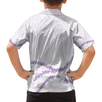 Aloha Lei Mikioi Family Matching Off The Shoulder Long Sleeve Dress and Hawaiian Shirt Purple Polynesian Tribal Tatau Pattern LT9 - Polynesian Pride