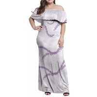 Aloha Lei Mikioi Family Matching Off Shoulder Maxi Dress and Hawaiian Shirt Purple Polynesian Tribal Tatau Pattern LT9 Mom's Dress Purple - Polynesian Pride