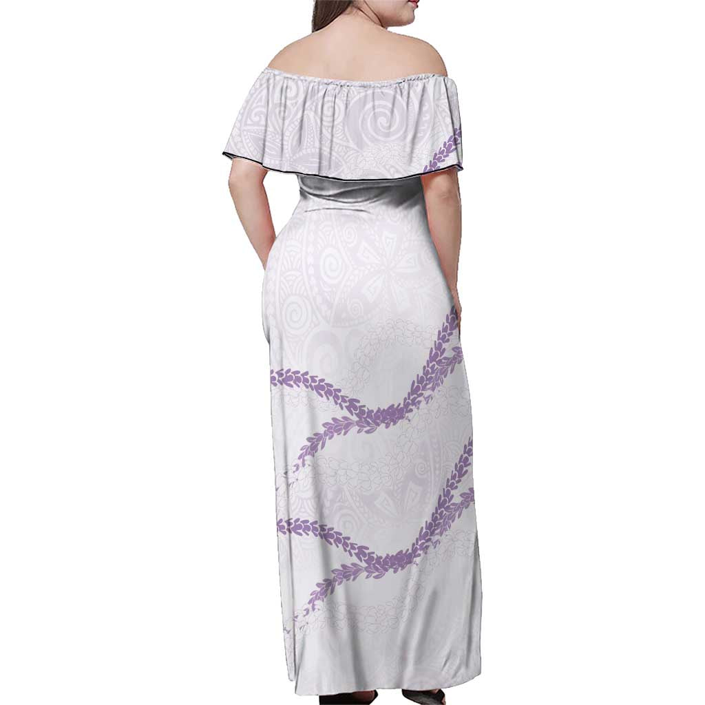 Aloha Lei Mikioi Family Matching Off Shoulder Maxi Dress and Hawaiian Shirt Purple Polynesian Tribal Tatau Pattern LT9 - Polynesian Pride