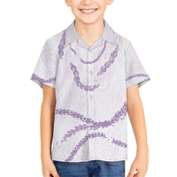 Aloha Lei Mikioi Family Matching Off Shoulder Short Dress and Hawaiian Shirt Purple Polynesian Tribal Tatau Pattern LT9 Son's Shirt Purple - Polynesian Pride