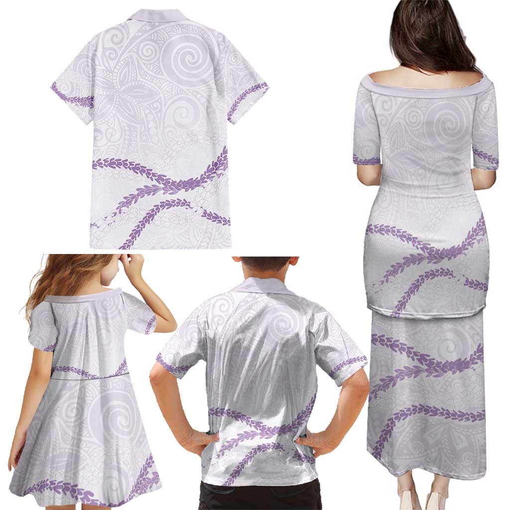 Aloha Lei Mikioi Family Matching Puletasi and Hawaiian Shirt Purple Polynesian Tribal Tatau Pattern LT9 - Polynesian Pride