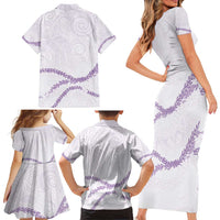 Aloha Lei Mikioi Family Matching Short Sleeve Bodycon Dress and Hawaiian Shirt Purple Polynesian Tribal Tatau Pattern LT9 - Polynesian Pride
