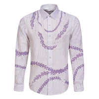 Aloha Lei Mikioi Family Matching Short Sleeve Bodycon Dress and Hawaiian Shirt Purple Polynesian Tribal Tatau Pattern LT9 Dad's Shirt - Long Sleeve Purple - Polynesian Pride