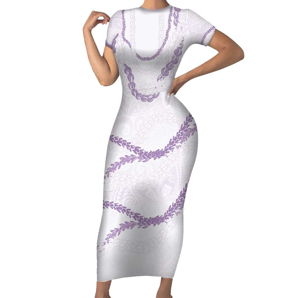 Aloha Lei Mikioi Family Matching Short Sleeve Bodycon Dress and Hawaiian Shirt Purple Polynesian Tribal Tatau Pattern LT9 Mom's Dress Purple - Polynesian Pride