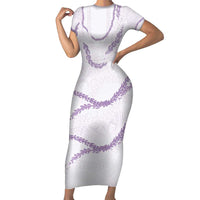 Aloha Lei Mikioi Family Matching Short Sleeve Bodycon Dress and Hawaiian Shirt Purple Polynesian Tribal Tatau Pattern LT9 Mom's Dress Purple - Polynesian Pride
