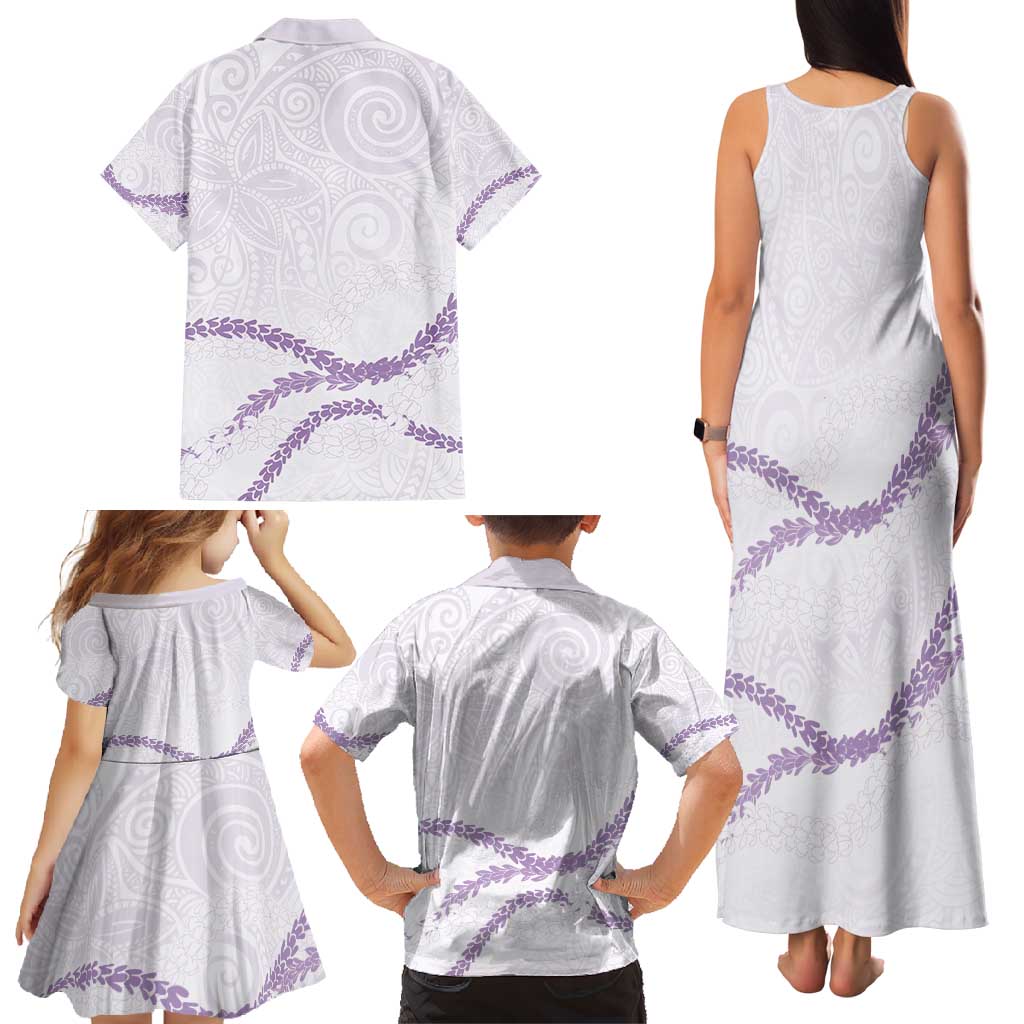 Aloha Lei Mikioi Family Matching Tank Maxi Dress and Hawaiian Shirt Purple Polynesian Tribal Tatau Pattern LT9 - Polynesian Pride