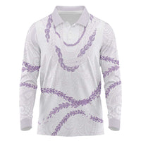 Aloha Lei Mikioi Long Sleeve Polo Shirt Purple Polynesian Tribal Tatau Pattern