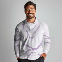 Aloha Lei Mikioi Long Sleeve Polo Shirt Purple Polynesian Tribal Tatau Pattern
