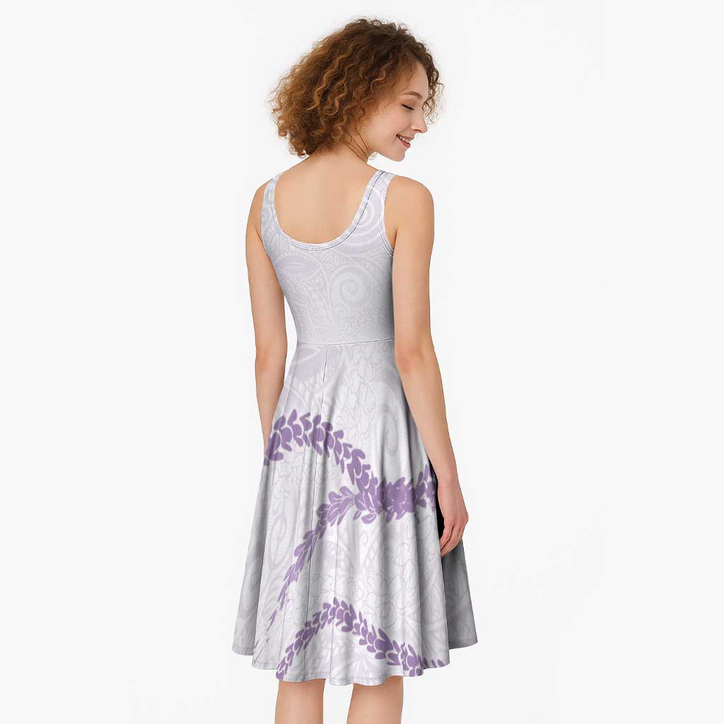 Aloha Lei Mikioi Midi Dress Purple Polynesian Tribal Tatau Pattern - Polynesian Pride