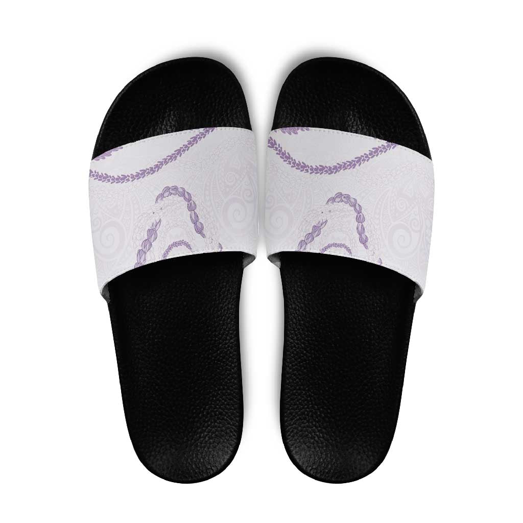 Aloha Lei Mikioi Slide Sandals Purple Polynesian Tribal Tatau Pattern - Polynesian Pride