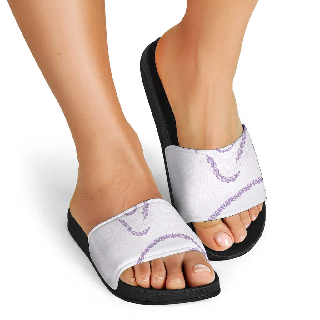 Aloha Lei Mikioi Slide Sandals Purple Polynesian Tribal Tatau Pattern - Polynesian Pride