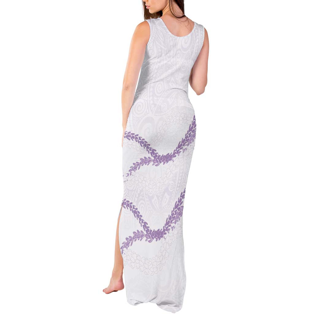 Aloha Lei Mikioi Tank Maxi Dress Purple Polynesian Tribal Tatau Pattern