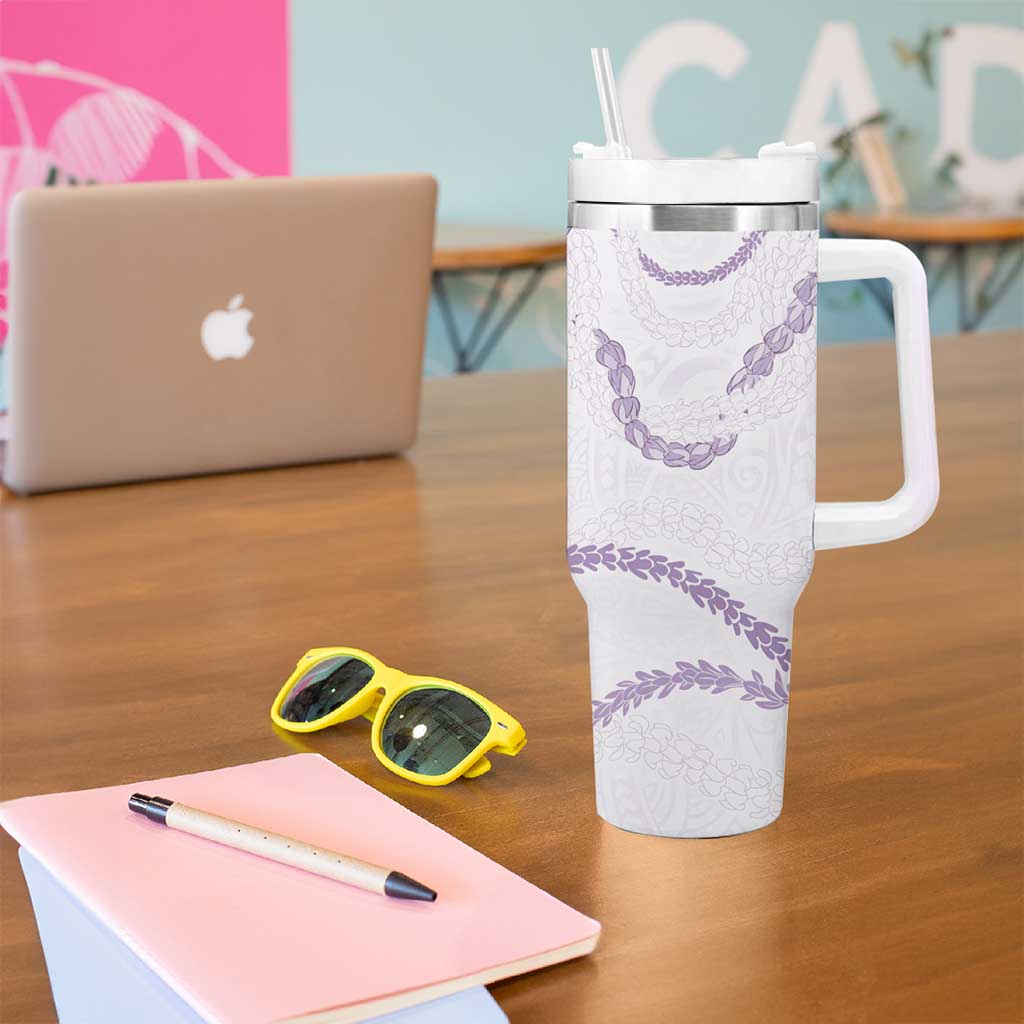 Aloha Lei Mikioi Tumbler With Handle Purple Polynesian Tribal Tatau Pattern