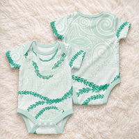 Aloha Lei Mikioi Baby Onesie Sage Green Polynesian Tribal Tatau Pattern LT9 - Polynesian Pride