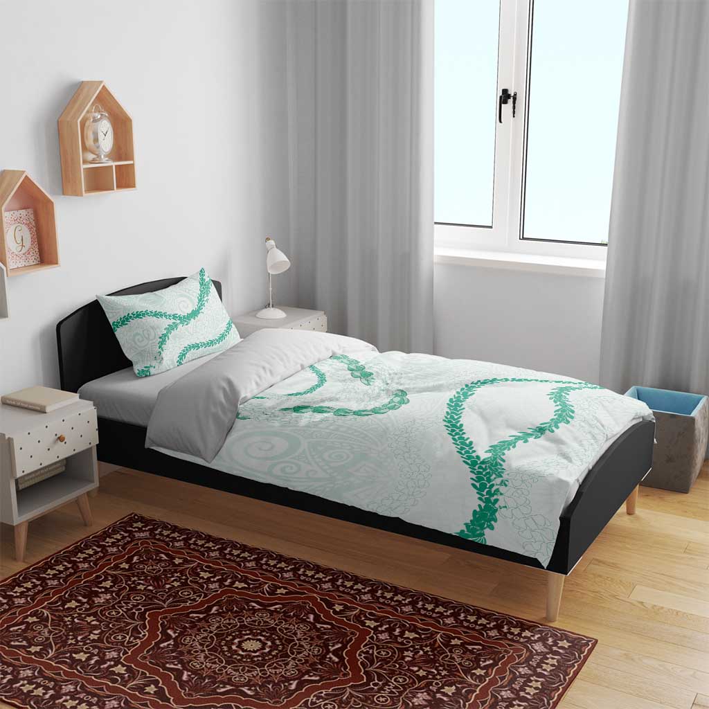 Aloha Lei Mikioi Bedding Set Sage Green Polynesian Tribal Tatau Pattern